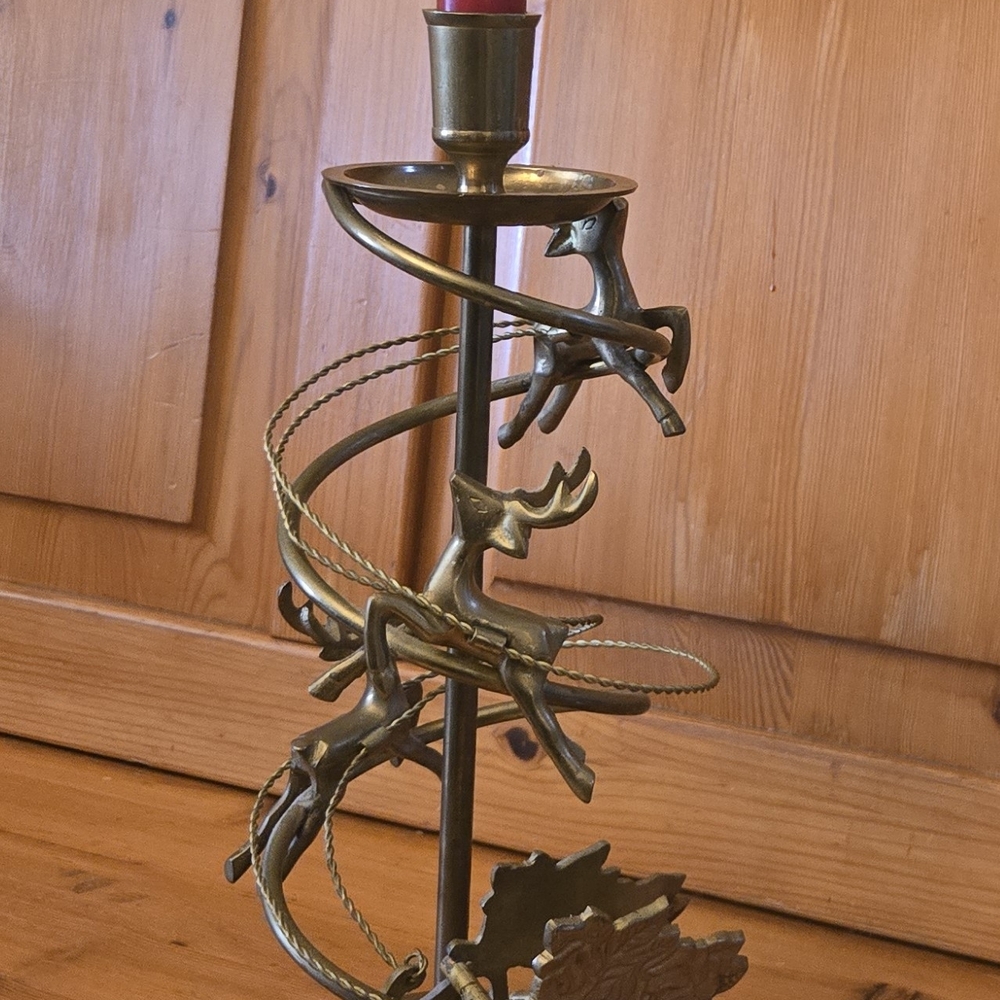 Brass Reindeer Candle Holder